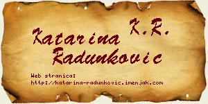 Katarina Radunković vizit kartica